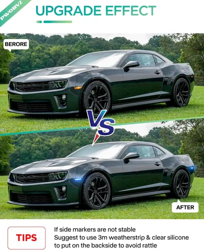 Vista 4 de Luz de Marcador Lateral Azul Compatible para 5ta Generación Chevy Camaro 2010 2011 2012 2013 2014 2015, Luces de Parachoques Delanteras y Traseras