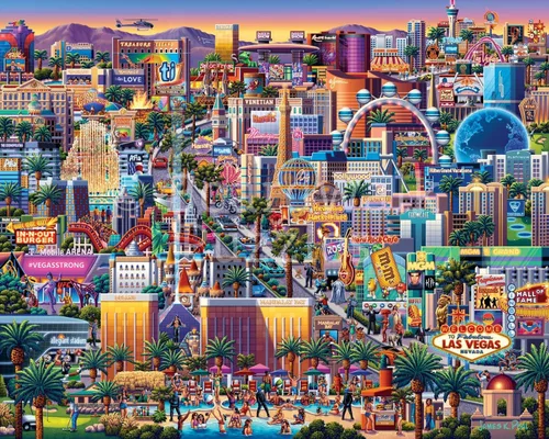 Vista 2 de Boardwalk Puzzle Company Rompecabezas de Las Vegas Strip, 1000 piezas