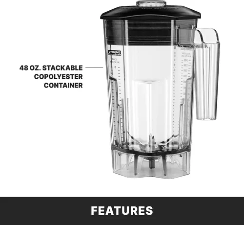Vista 4 de Waring Commercial Torq Blender, motor de 2 caballos de fuerza, controles electrónicos del panel táctil y temporizador, tarro de copoliéster de 48