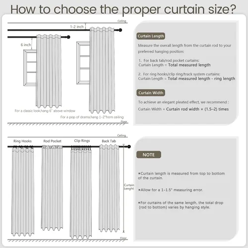 Vista 8 de UHITECH Cortinas opacas de 35 pulgadas de largo para sala de estar, 2 paneles, cortina opaca corta para cocina para ventanas pequeñas, cortinas