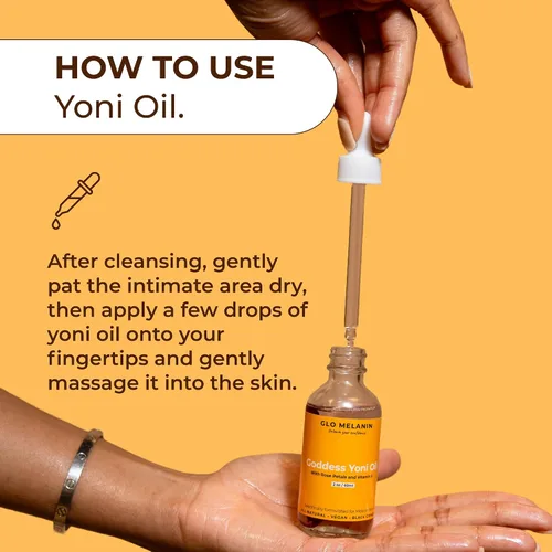 Vista 6 de Glo Melanin Yoni - Lavado de aceite para mujeres, equilibrio de pH y humedad, aceite vaginal o femenino para vellos encarnados con pétalos de rosa