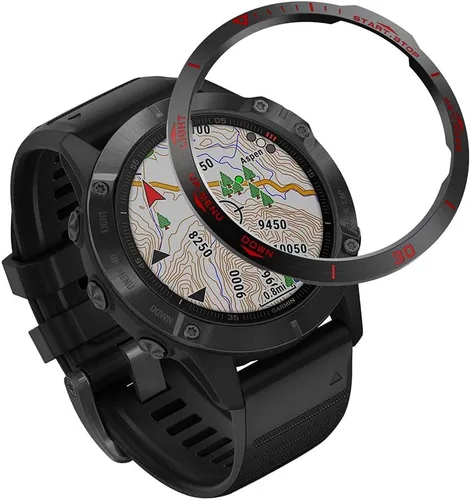 Vista 8 de REYDA Bisel de reloj compatible con Garmin Fenix 6/6 Pro Bisel Ring, acero inoxidable bisel Loop cubierta adhesiva resistente a los arañazos, bisel