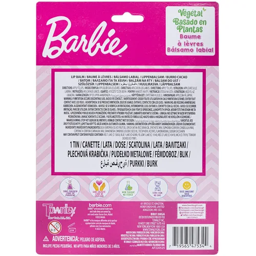 Vista 7 de Barbie – Townley Girl - Bálsamo labial a base de plantas de 4 paquetes con estuche de hojalata, juego de cosméticos de maquillaje para niños