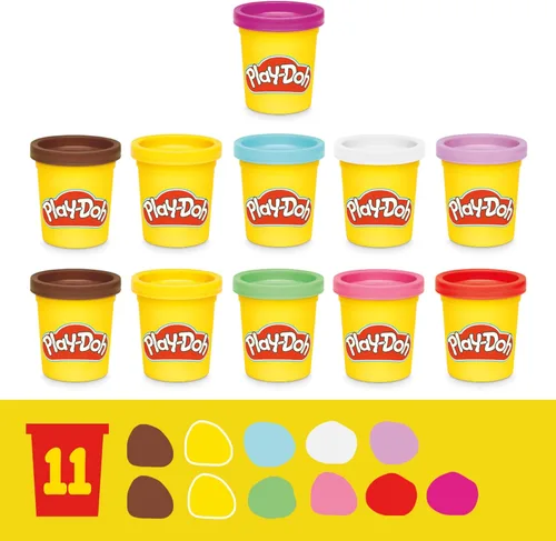 Vista 6 de Play-Doh Super Slice Cake Playset, horno de juguete con accesorios de cocina y 11 latas compuestas de modelado, artes y manualidades para niños, a