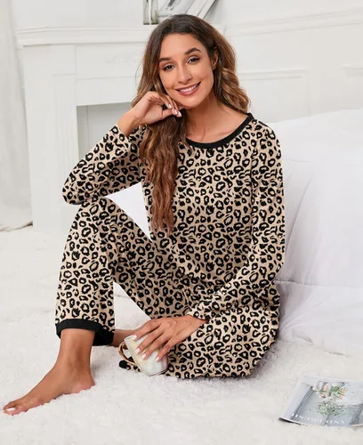 Vista 5 de PrinStory Conjunto de pijama de manga larga para mujer, conjunto de pijama suave para mujer 2024