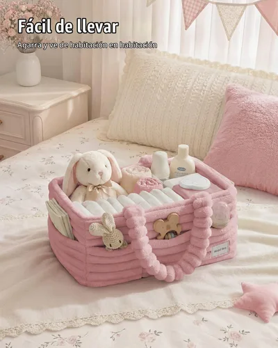 Vista 6 de Blissful Diary Organizador de pañales de franela y embalaje de regalo, rosa Rosa rubor