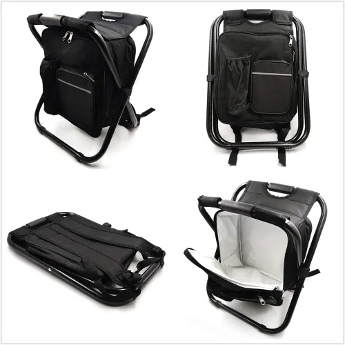 Vista 5 de Taburete plegable aislado bolsa de refrigeración mochila silla playa pesca camping senderismo [Número de artículo: ET-Seat001]