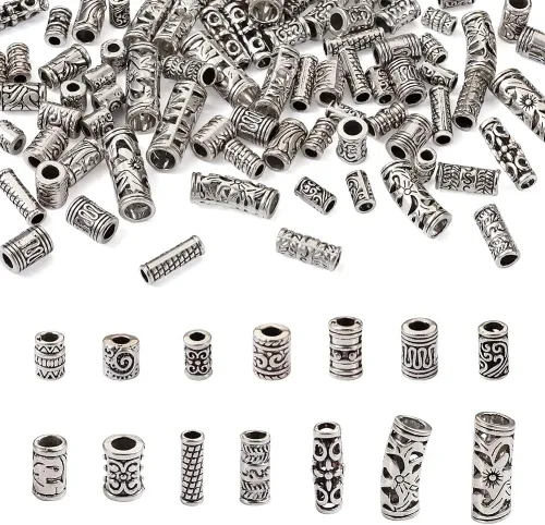 Vista 19 de Craftdady 600 cuentas espaciadoras tibetanas de 10 estilos, colores mezclados, aleación de metal, dijes para pulseras, collares, suministros