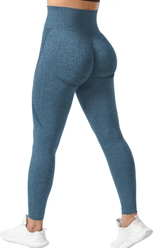 Vista 3 de YEOREO - Leggings de entrenamiento sin costuras de cintura alta para mujer, pantalones de yoga con contorno estilo sonrisa, mallas atléticas