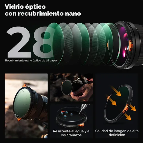 Vista 6 de K&F CONCEPT 82mm True Color Variable ND2-32 & Polarizer in 1 Lens Filter
