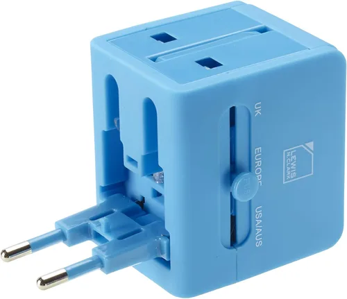 Vista 4 de Lewis N. Clark Global Adapter con cargador USB, Azul), EK150BLU