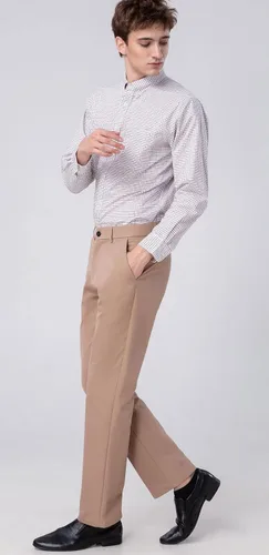 Vista 3 de Plaid&Plain Pantalones de vestir para hombre, pantalones caqui elásticos de ajuste recto sin arrugas