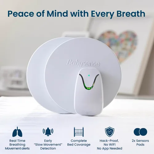 Vista 6 de Babysense 7 Monitor de sueño, respiración y movimiento para bebés recién nacidos y lactantes, sin WiFi, no portátil, monitor sin contacto con 2