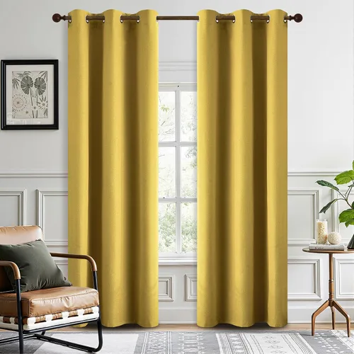 Vista 54 de DONREN Cortinas opacas completas para dormitorio, aislamiento térmico y reducción de ruido, cortinas de lino con ojales para sala de estar y Negro