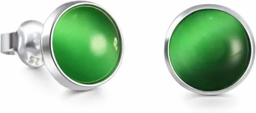 Vista 18 de Aretes de plata de ley 925 maciza hechos a mano con piedras preciosas redondas para mujeres y hombres, disponibles en piedras azules, negras