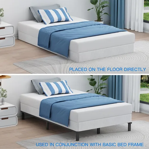 Vista 5 de UOMEUR Somier individual de 2 pulgadas para cama individual, soporte de metal resistente de 2000 libras con funda de tela fácil de limpiar