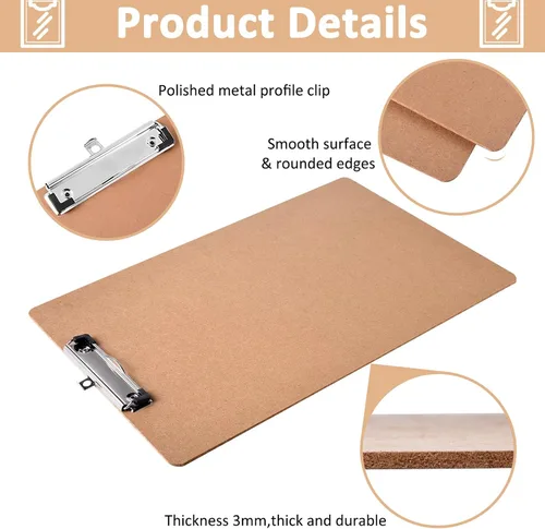 Vista 4 de Jspupifip Paquete de 2 portapapeles de 11 x 17 pulgadas con clip de perfil bajo, portapapeles de madera extra grande, tablero de dibujo de arte