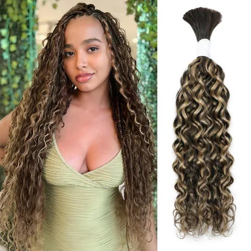Vista 22 de Liqusee Cabello Humano para Trenzar 3.53 oz Un Paquete 14 Pulgadas Negro Natural Ondulado Rizado a Granel Cabello Humano para Trenzar Sin Trama 100%