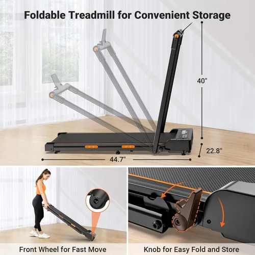 Vista 8 de THERUN Walking Pad with Handle Bar, Compact Under Desk Portable Treadmill