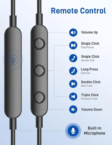 Vista 4 de iMangoo Auriculares con certificación MFi de Apple para audífonos con cable Lightning, auriculares magnéticos con graves HiFi, 3 almohadillas