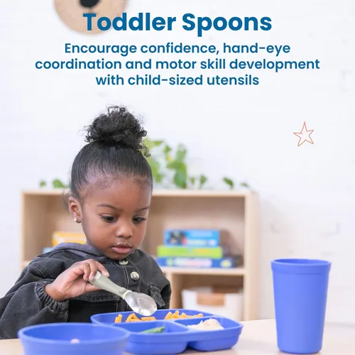 Vista 3 de ECR4Kids My First Meal Pal Cucharas de acero inoxidable, cubiertos para niños pequeños, blanco, gris claro, paquete de 3