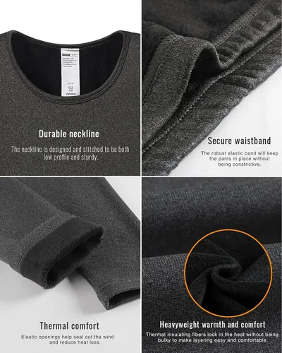 Vista 6 de LAPASA - Juego de ropa interior térmica para hombre grande de forro polar camisa y pantalón