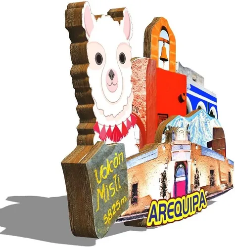 Vista 2 de Arequipa - Imán de madera para nevera, diseño de Perú, monumentos en 3D, recuerdos coleccionables, decoración hecha a mano