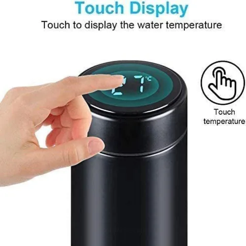 Vista 3 de Botella de agua con pantalla LED de temperatura, botella de agua aislada al vacío de doble pared, taza deportiva de acero inoxidable, botella