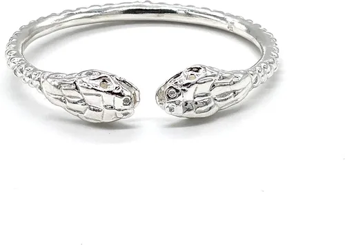 Vista 2 de BETTER JEWELRY Brazalete grueso de plata de ley 925 con extremos de serpiente occidental, un brazalete, Plata de ley