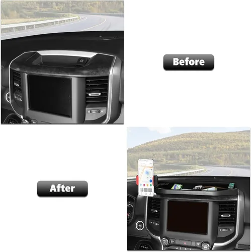 Vista 2 de RT-TCZ Soporte de montaje para tablero de teléfono celular con kit de caja de almacenamiento, consola central, accesorios interiores para Dodge RAM