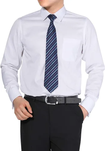 Vista 2 de Cloudstyle Camisa de Vestir para Hombre Ajuste Delgado con Botones a Rayas Camiseta a Cuadros