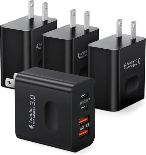 Vista 11 de [Paquete de 2] Bloque de cargador USB C, cargador de pared USBC de 40 W, 4 puertos, carga rápida, adaptador de corriente USB-C dual + enchufe