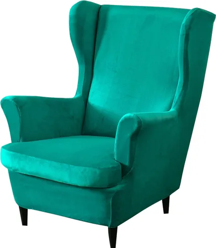 Vista 21 de MIFXIN Wingback - Funda para silla, de terciopelo de 2 piezas, elásticas, con funda de cojín, suave, lavable, protector de muebles para sala