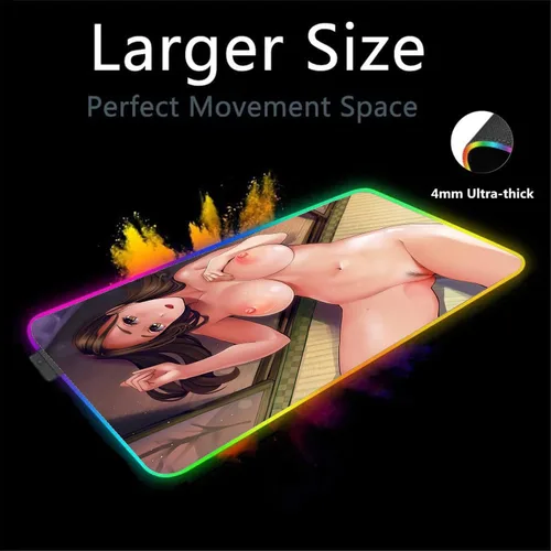 Vista 2 de Gamer XXL - Alfombrilla de mouse de color grande RGB Anime Girl Sexy Butt Breasts Chest Color Gaming Desk LED Mousepad pad pad pad tapete tapete