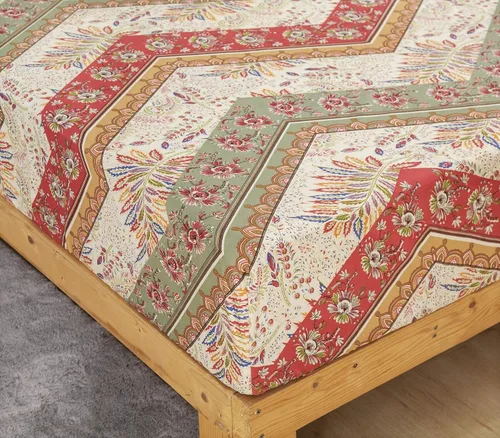 Vista 6 de DaDalogy Bedding - Sábana bajera ajustable con diseño floral botánico con funda de almohada, patrón de filigrana de cachemira cheurón bohemio