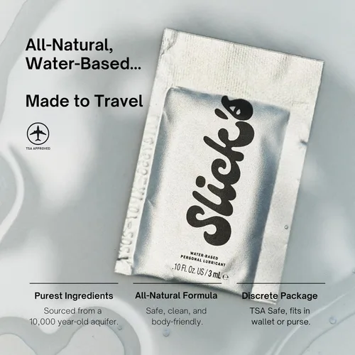 Vista 2 de Slick's for All Clear Water Based Lube Travel Sized Personal Lubricant, Paraben Free, Non-Staining & Odorless Single Use Lube Packets - 4ml