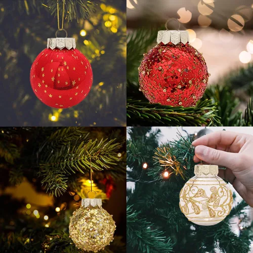 Vista 5 de 25 bolas de Navidad de 2.36 pulgadas, inastillables, color café, dorado, adornos colgantes para árbol de Navidad