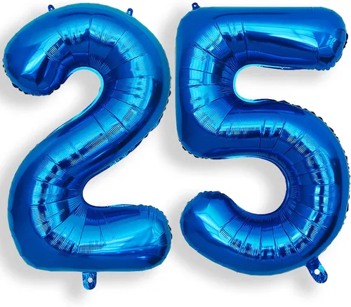 Vista 14 de AULE Globo azul de 40 pulgadas 0 con números grandes de cumpleaños del 0 al 9