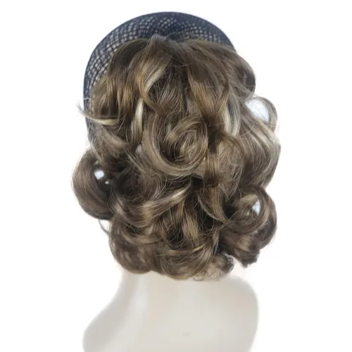 Vista 9 de Aimole Extensiones de clip de garra sintética de dama de cola de caballo gris rizado corto (48T)