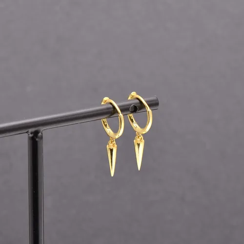 Vista 4 de Aretes colgantes de plata de ley 925 con pequeños aretes redondos