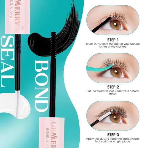 Vista 6 de GEMERRY Pegamento de pestañas impermeable para extensiones de pestañas, pegamento para extensiones de pestañas, color negro, de larga duración, de 2
