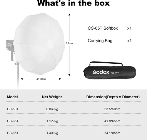 Vista 7 de Godox CS-65T - Difusor de luz de linterna de liberación rápida de 26 pulgadas/25.6 in, difusor de luz Bowens Mount Lantern Softbox para Godox LE200