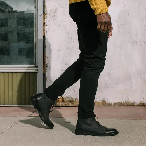Vista 7 de TAFT Jack Boot - Botas de vestir hechas a mano de cuero y lana para hombre