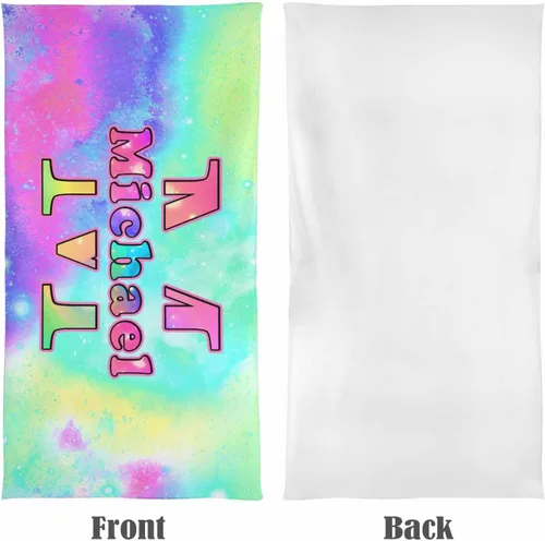 Vista 2 de InterestPrint Toallas de playa suaves personalizadas con tu nombre, toallas de playa suaves personalizadas con texto para hijo e hija, toallas