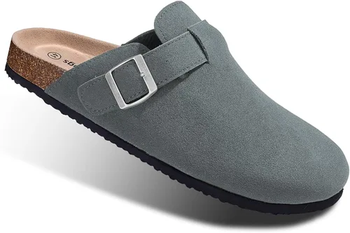 Vista 23 de BULLIANT Zuecos pantuflas sandalias de enfermería zapatos de trabajo para hombres y mujeres, parte superior con forro polar + plantilla de corcho