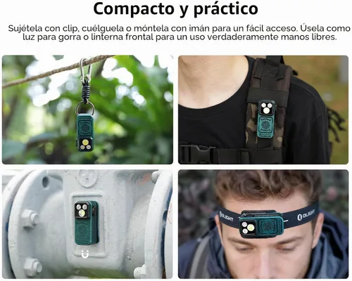 Vista 7 de OLIGHT Oclip Pro S EDC Linterna con clip, 600 lúmenes tipo C recargable con LED blanco, UV y RGB, luces de flash magnéticas para trabajo