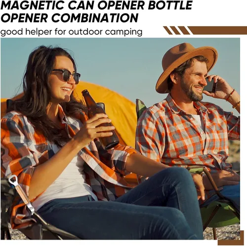 Vista 7 de 2 abrelatas magnéticas de botellas y latas con mango de madera, imanes de acero inoxidable para perforar latas para cervezas, bebidas, adecuado