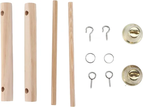 Vista 4 de Bird Cage Toys Set with Wooden Chewing Accessories Includes 8 pieces, Safe natural wood, Multilayer entertainment, Easy to install