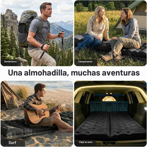 Vista 9 de KASBAH - Colchoneta de dormir inflable de 6 pulgadas de grosor con bomba de pie y almohada integradas, equipo de campamento ultraligero
