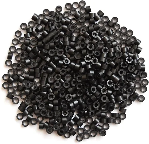 Vista 7 de Kit de herramientas para extensiones de cabello: 500 cuentas de silicona con microlíneas (negro) enhebrador de aguja de bucle, aguja de gancho